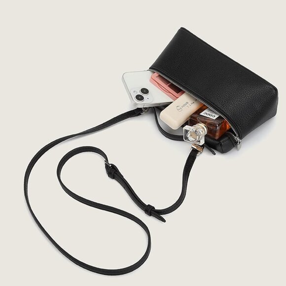 Chic Small Leather Crossbody Tote with Zipper Closure – Luxury Accessory - Picture 7 of 7